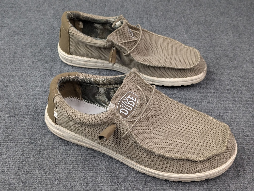 Hey Dude Shoes Mens 11 Beige Wally Sox Stitch Slip On Casual Moc Knit Comfort